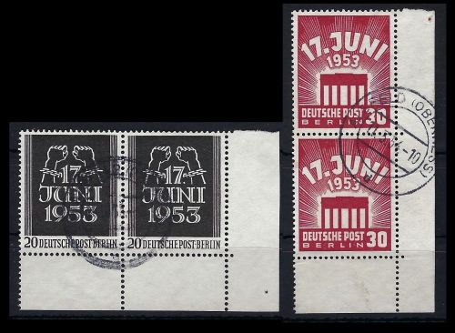 Berlin Mi 110 - 111 ° Eckrandsatz UR, wag. / senk. Paar (CC