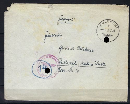 U-Boot 453, Marine Feldpost aus Griechenland, versenkt am 21.5.44