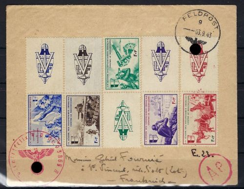 Feldpostbrief aus Frankreich, Gren.-Reg. 638 FP Nr. 03865 Ostfront