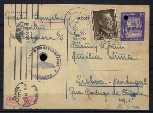 Sehr seltene FP-Karte an einer Tarnadresse des Roten Kreuzes Portugal