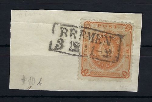 Bremen Mi 10 Briefstück, Ra 2 Bremen 3.12 1-2, Einschränkung, ME 450€
