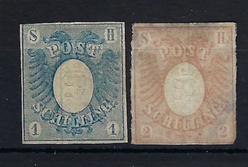 Schleswig-Holstein Mi 1 - 2 (*) ohne Gummi, ME 550€