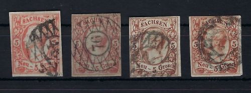 Sachsen Mi 12 ° (4), in 4 versch. Farbtöne, billigst ME 320€