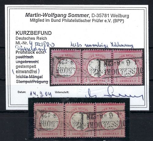 DR Brustschild, Mi 4 Dreierstreifen, Preußen Ra 2, KB Sommer BPP