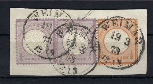 DR Brustschild, Mi 16 (2), 18, Briefstück, ME 330€