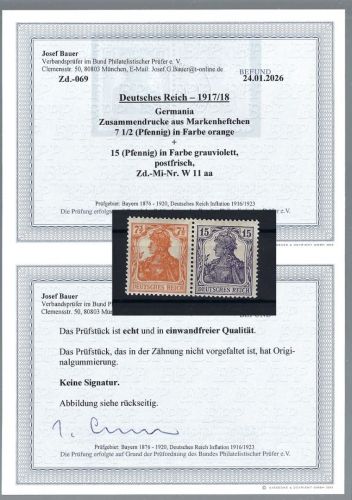 P) DR germania, ZD W 11 aa ** einwandfrei, Befund Bauer BPP, ME 750€