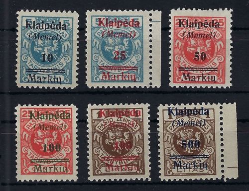 Memel / Klaipeda, Mi 129 - 134 **