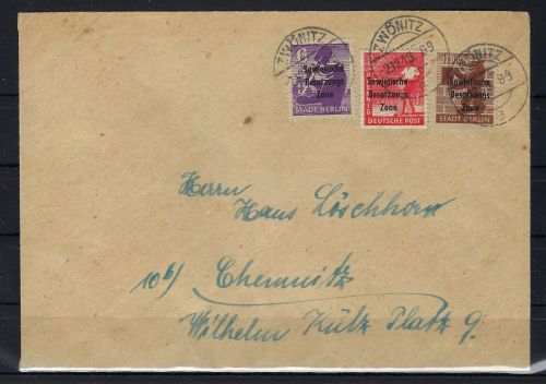 SBZ Mi 184 aa und weitere, MiF Zwönitz n. Chemnitz, gep. BPP