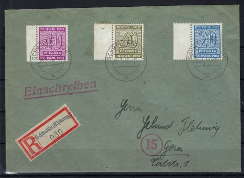 West Sachsen Mi 138 X MiF Einschreiben, Schmölln n. Gera, ME 250€