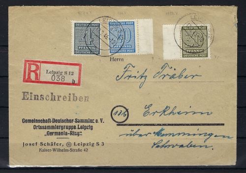 West Sachsen Mi 127Ya, 134Y, 135Yb MiF Einschreiben, ME 2.200