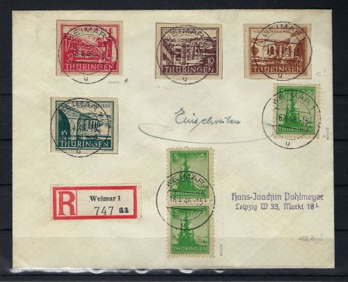 Thüringen, Mi 113 by MiF Einschreiben, Weimar n. Leipzig, ME 340€, BPP