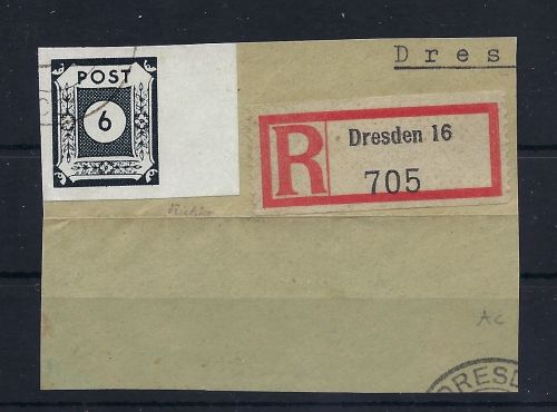 Ost Sachsen Mi 43 Ac (schwarzgrün), Briefstück, Zierer BPP ME 3.000€