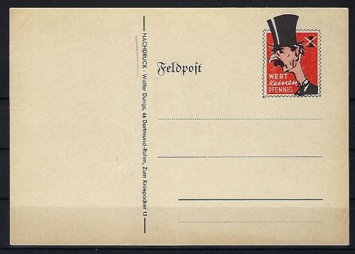Feldpost-Spottbrief „Chamberlain“ Wert keinen Pfennig, ungebraucht