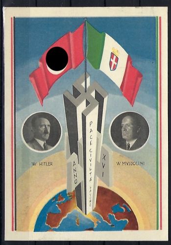 Propagandakarte Hitler-Mussolini Treff in Rom 3.-9. Mai 1938