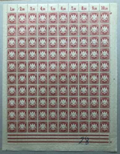 P) Bayern Mi 56 By ** 100er Bogen mit Leerfeldern unten