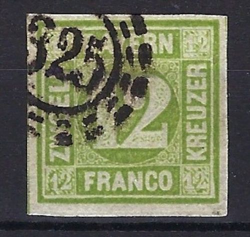 P) Bayern Mi 12 ° mit oMR 325 München, einwandfrei & Vollrandig