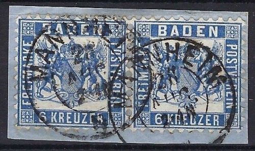 P) Baden Mi 19a Paar auf Luxus Briefstück, signiert