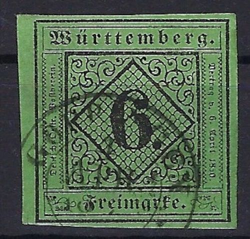 P) Württemberg Mi 3 aIIa ° breitrandig, signiert