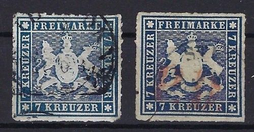 P) Württemberg Mi 35 a+b °, 35b gepr. Heinrich BPP, MI 420€
