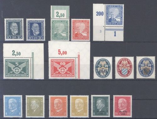 DR Partie auf den Jahren 1924-1932 postfrisch, dabei Ecken / Pl. Nr.
