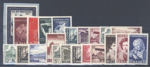 Saarland, Jahrgang 1952 komplett, gemischt **/°