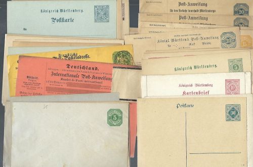 Württemberg, Ganzsachen Postkarten/Umschläge/Streifbänder