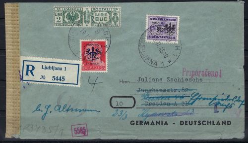 Laibach Einschreibebrief nach Dresden und Weiterleitung