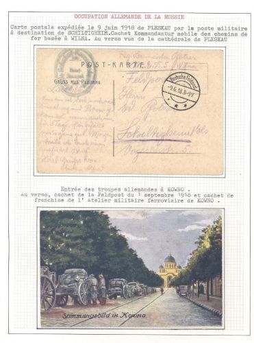 Dt. Bes. 1. WK, 4 interessante gelaufene Bildpostkarten