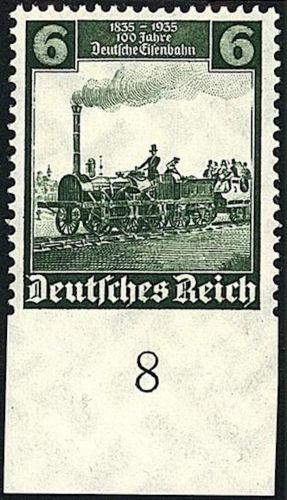 P) DR 100 J. Eisenbahn, Mi 580 Uu ** mit Unterrand, in Luxus Qualität