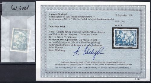 C) DR Mi 505 A **, Befund Schlegel BPP, ME 1.500€, min. Einschränkung