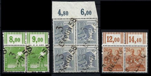 SBZ Berzirkhandstempel, 2 Paare, 1 Viererblock ** alle geprüft BPP