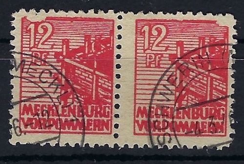 Meck. Vorpommern Mi 36 yf ° Paar mit PF I/II, gep. Kramp BPP, ME 520€
