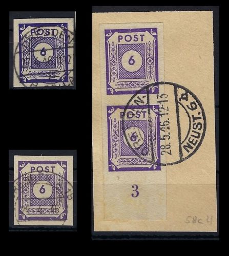 Ost Sachsen Mi 58 a/b/c U °, gep. Zierer / Ströh BPP, ME 340€