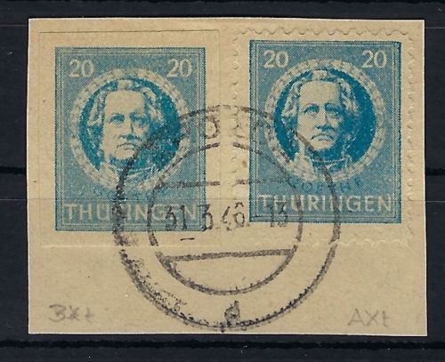 Thüringen Mi 98 AX t + BX t Briefstück, gep. Ströh BPP, ME 320€