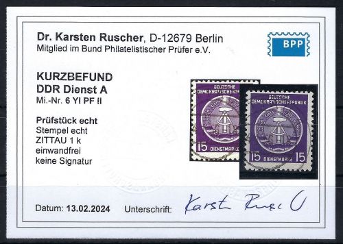 DDR Dienst, Mi 6 YI ° mit PF II, KB Ruscher BPP, ME 150€