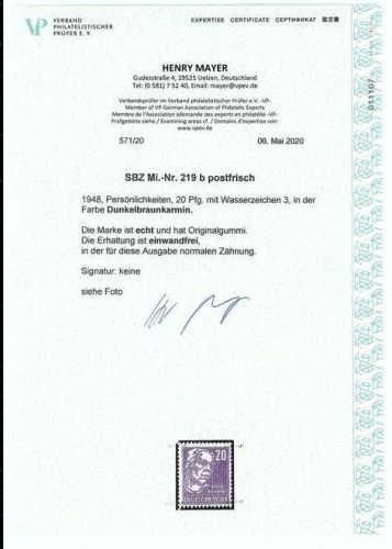 P) SBZ Mi 219 b ** einwandfrei, Expertise Mayer VP, ME 350€