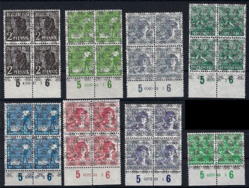 C) Bizone 8 Ausgaben Arbeiterserie mit HAN Nummern meist VB, ME 1.290€