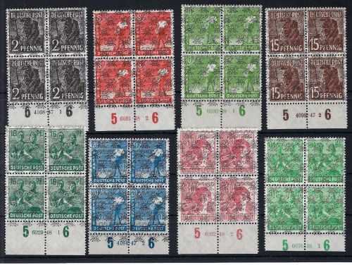 C) Bizone 8 Ausgaben Arbeiterserie mit HAN Nummern im VB, ME 1.310€