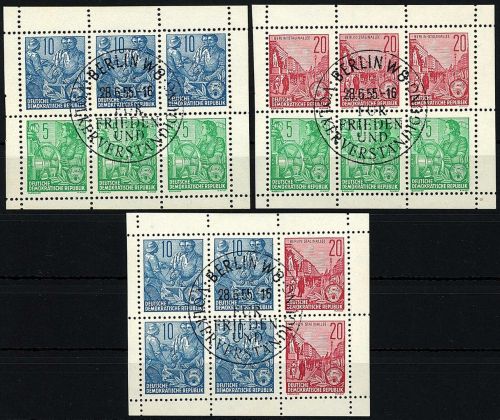 P) DDR Fünfjahrplan, H-Blätter 1 - 3 mit SoSt, ungefaltet, ME 180€