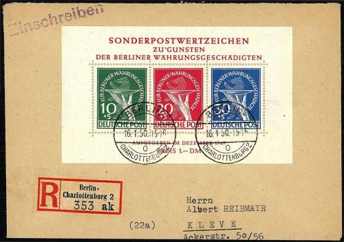 P) Berlin Block 1 ** Fernbrief portogerecht, Schlegel BPP, ME 4.000€