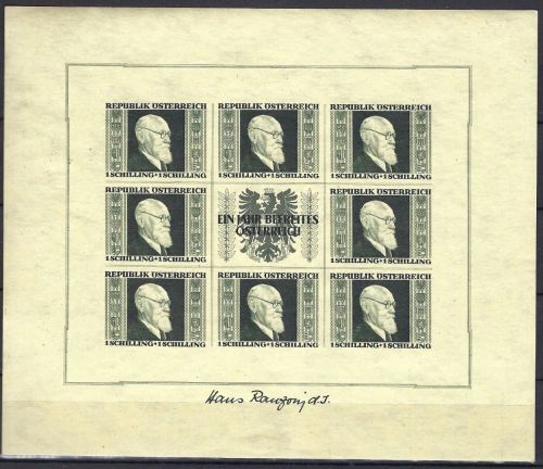 P) Österreich Mi 772 B** Kleinbogen / Rennerblock / Karl Renner