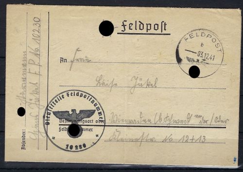SS-Feldpost 17. Kp. Reg. Nordland/Division Wiking 1. Panzerarmee 1941