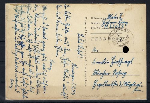 Feldpostkarte Schlachtschiff Scharnhorst Norwegen 1943