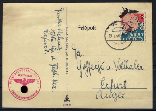 Feldpost-Spottbrief „Winston Churchill“ Wert keinen Pfennig, befördert