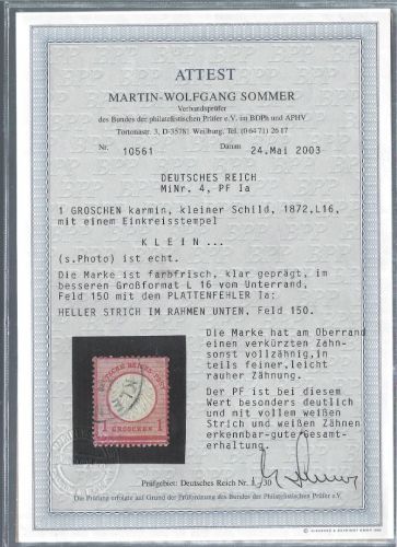 C) DR Mi 4 ° mit PF I a Format L 16, FFA Sommer BPP, ME 550€