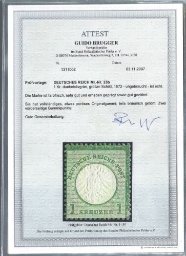 C) DR Mi 23 b * mit Originalgummi, FFA Brugger BPP, ME 500€