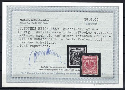 C) DR Mi 47 e **, Befund Jäschke-L. BPP, ME 800€, kleine Einschränkung