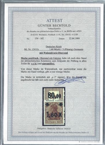 C) DR Mi 154 I b W OR * (Marke **), FFA Bechtold BPP, ME 3.500€