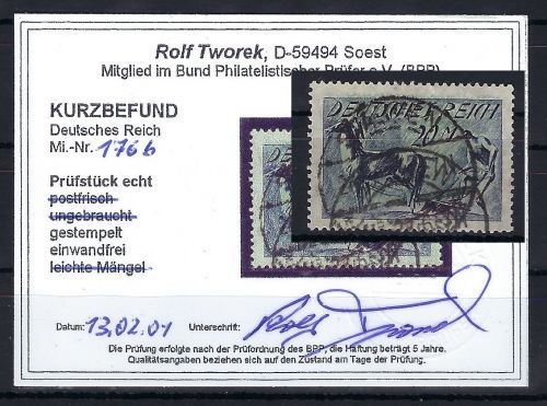 C) DR Mi 176 b ° einwandfrei, KB Tworek BPP, ME 90€