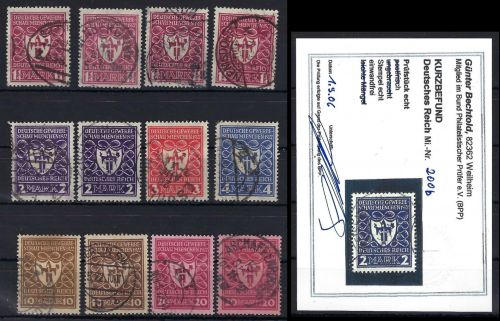 C) DR Mi 199 -204 ° mit allen Farbvarianten, gepr. / sig., ME 848€